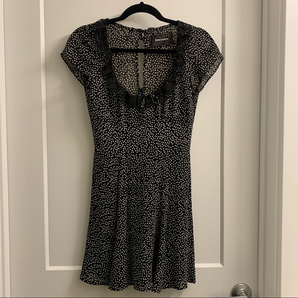 Reformation Sade Mini Dress Ruffle Lace - Picture 4 of 4
